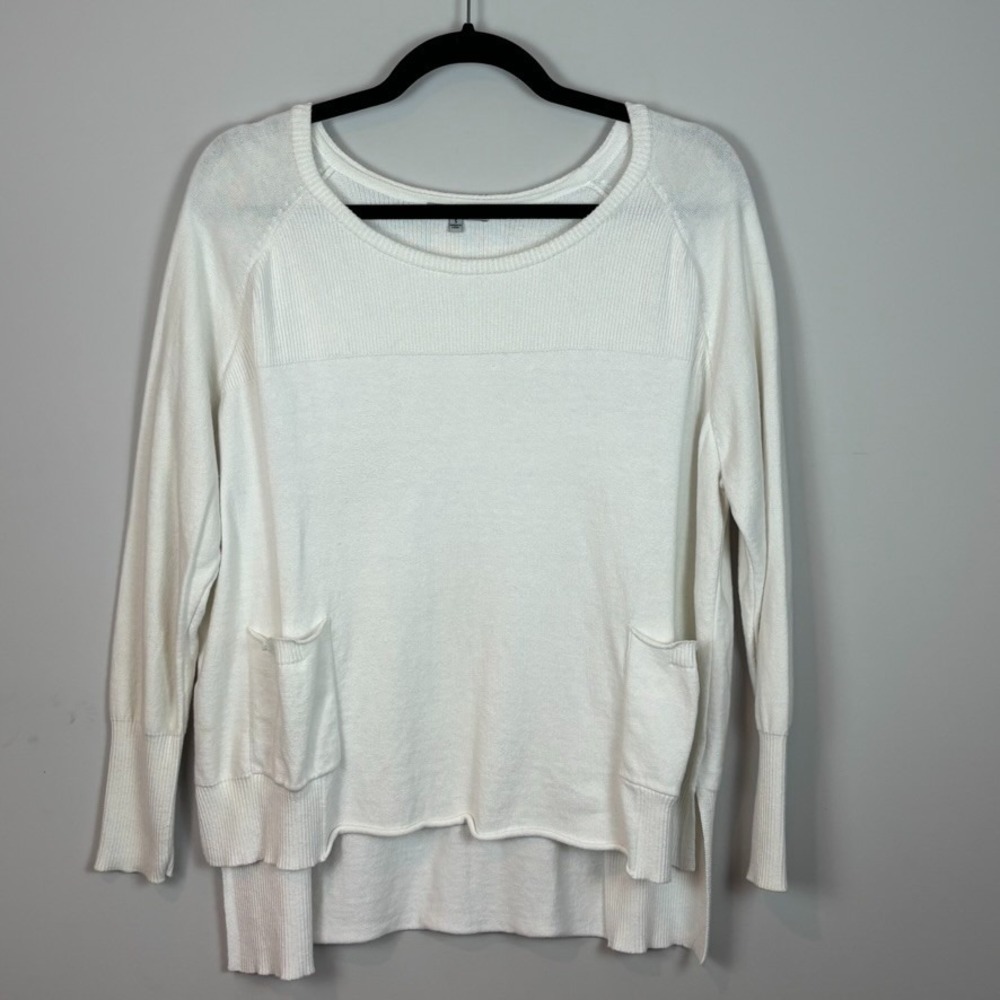 Lisa Todd Womens 100% Luxury Pima Cotton‎ White Oversized Sweater SM Classic